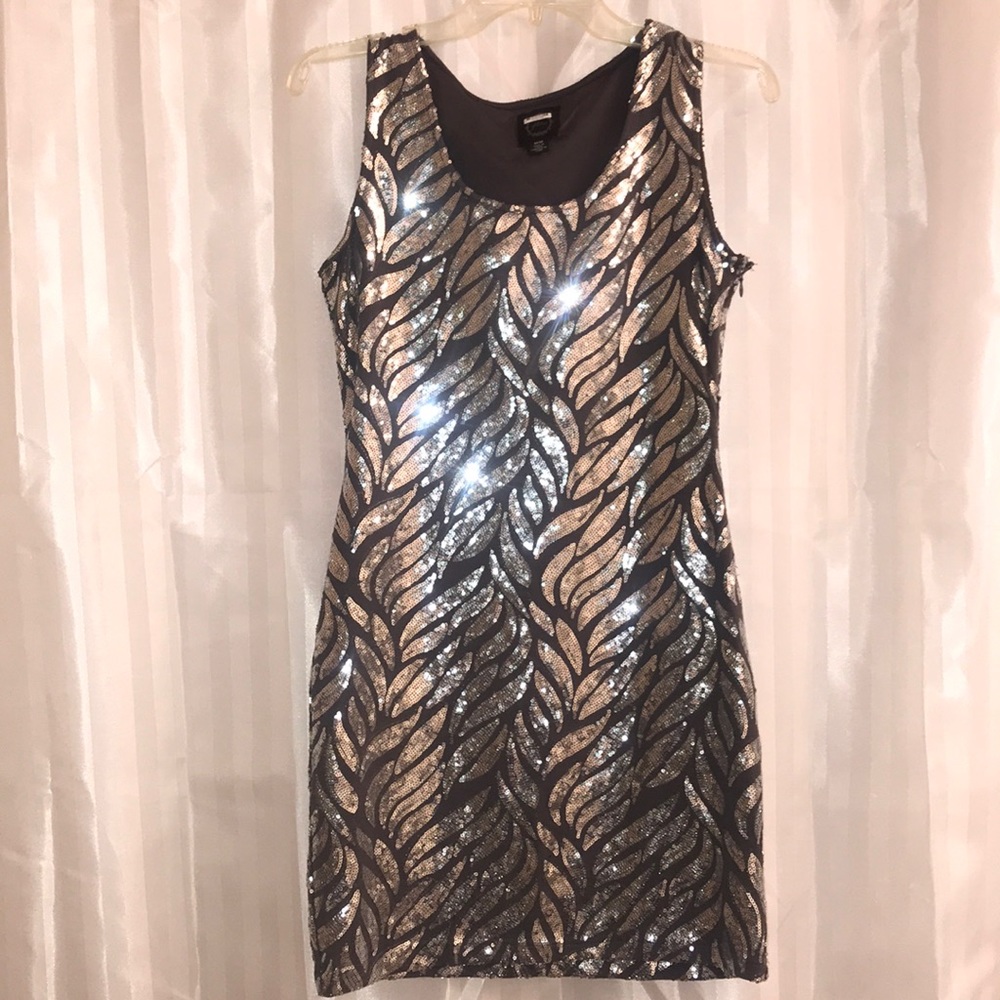 Grey Sequin Body Con Dress size Medium